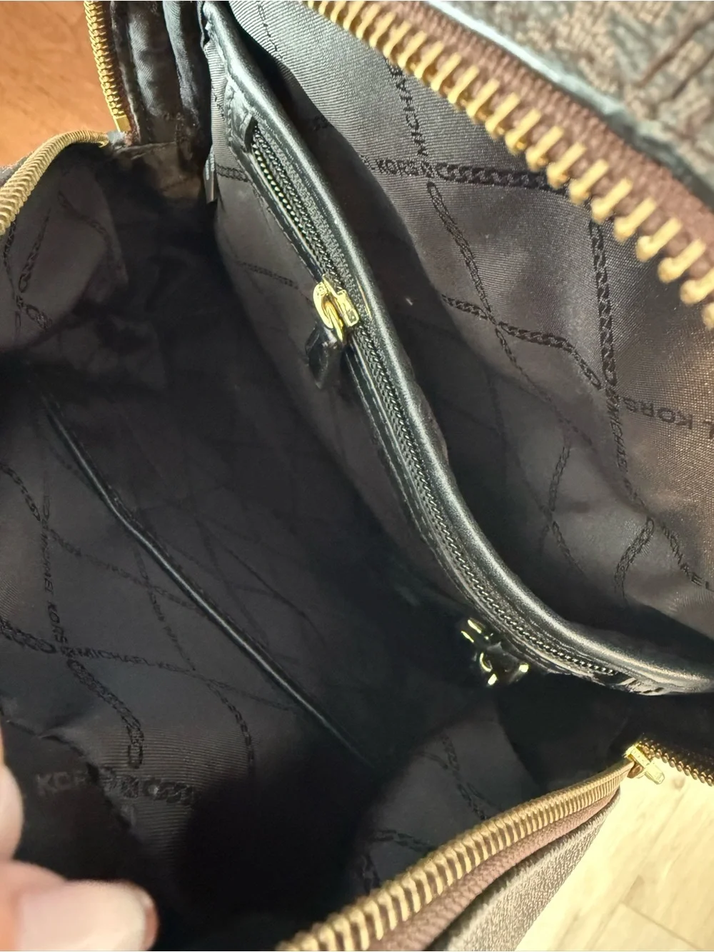 Michael Kors Brown Logo Mini Backpack with Gold Hardware